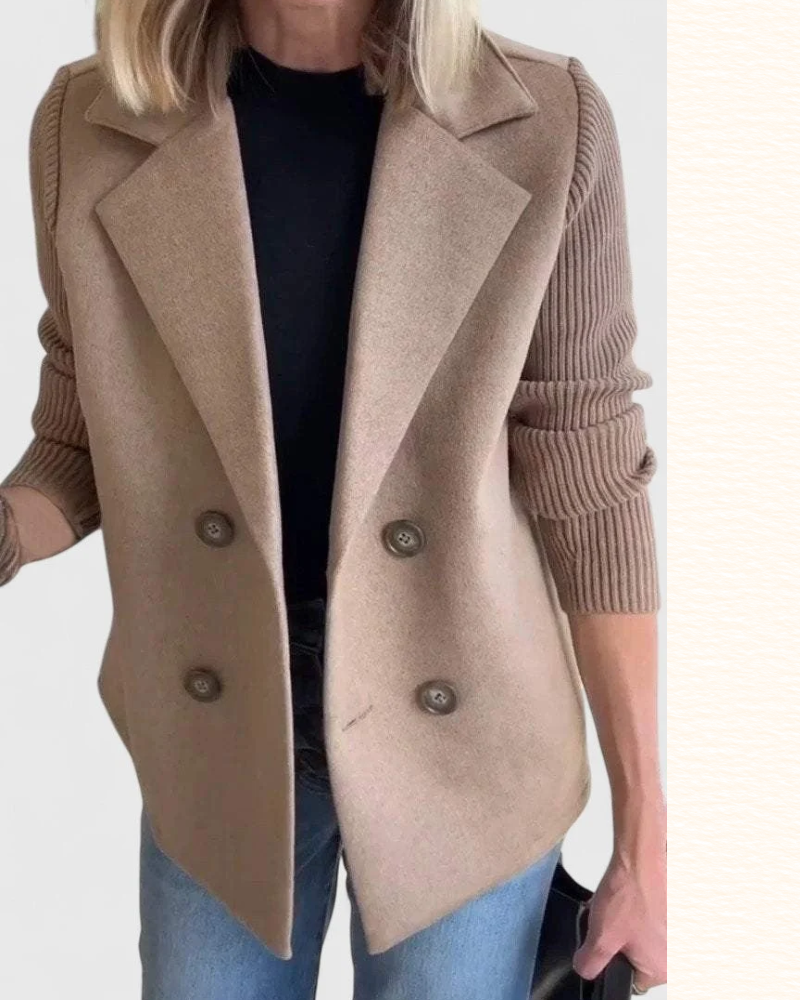 Blazer À Manches Contrastantes Pour Femme | Double Boutonnage
