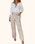 Ensemble Avec Ceinture Pour Femme | Chemisier Et Pantalon Imprimé