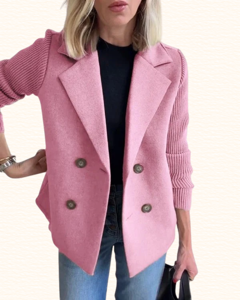 Blazer À Manches Contrastantes Pour Femme | Double Boutonnage