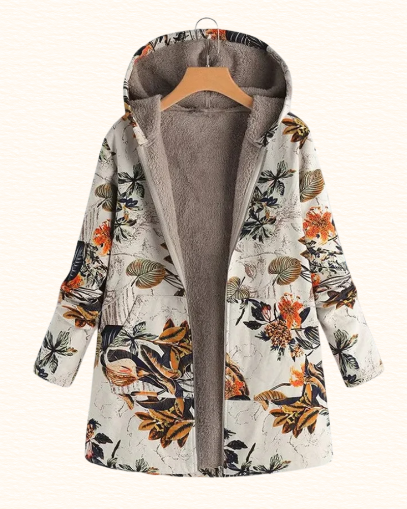 Veste Fleurie À Capuche Pour Femme | Fermeture Zippée