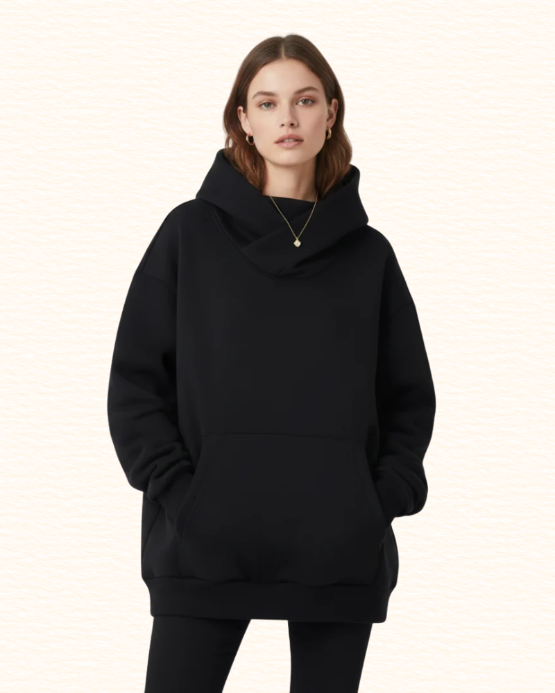 Sweat Ample À Capuche Pour Femme | Col Montant