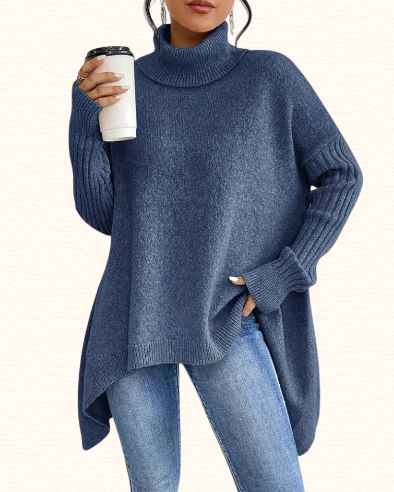 Pull Long À Col Roulé Pour Femme | Ourlet Asymétrique