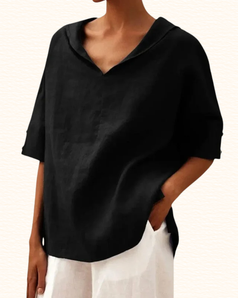 Blouse Unie Pour Femme | Col V Et Coupe Ample