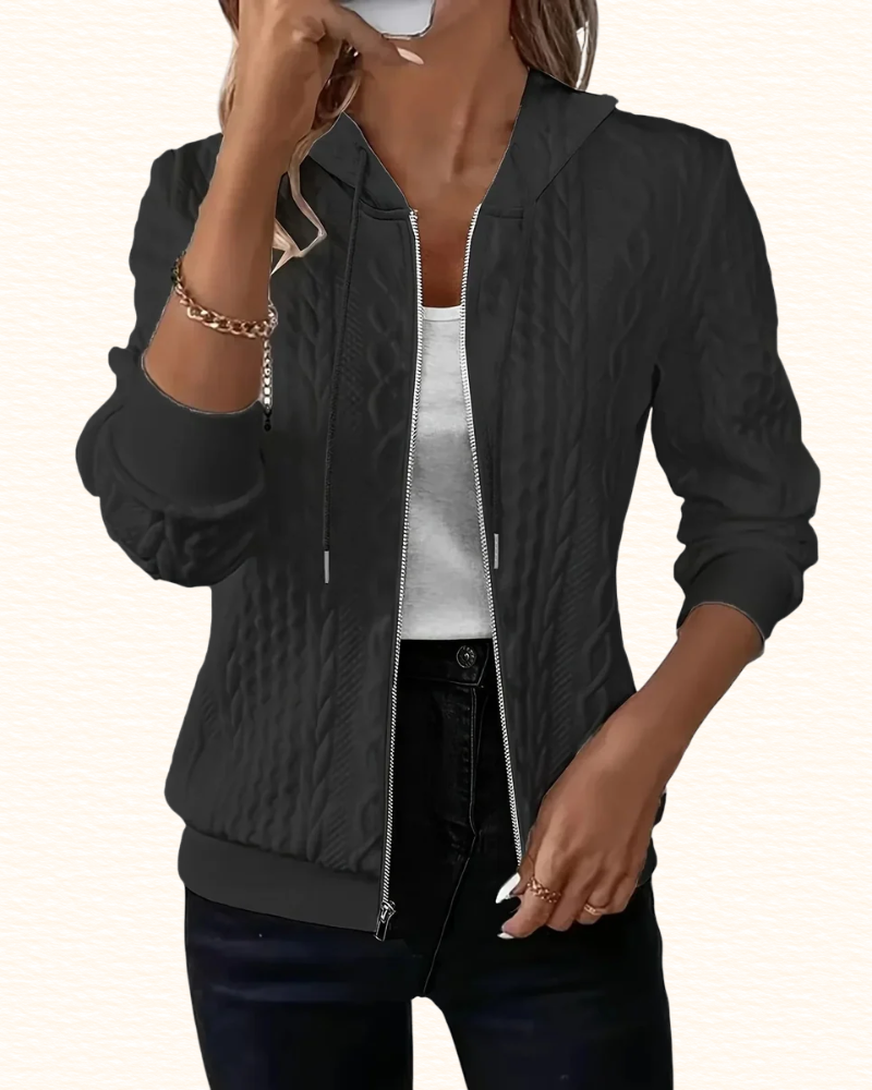Gilet Zippé Pour Femme | Col Montant Et Motifs Torsadés