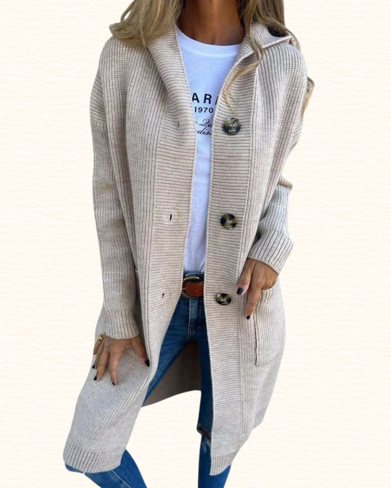 Cardigan Long Boutonné Pour Femme | Poches Avant
