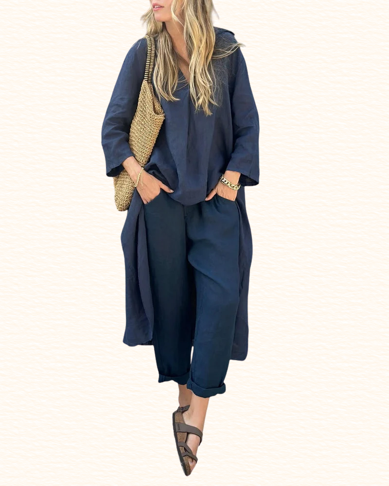 Ensemble Uni Pour Femme | Tunique Et Pantacourt Large