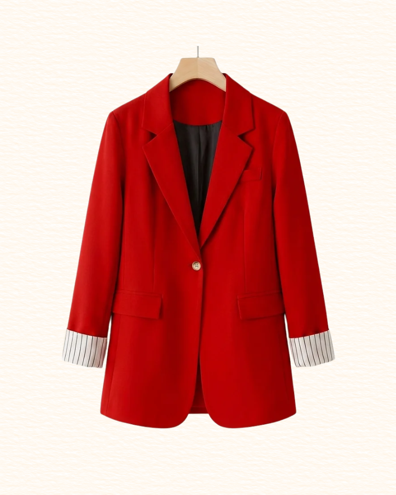 Blazer Uni Pour Femme | Revers De Manches Rayés