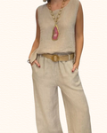 Ensemble Sans Manches Pour Femme | Col V Et Pantalon Large