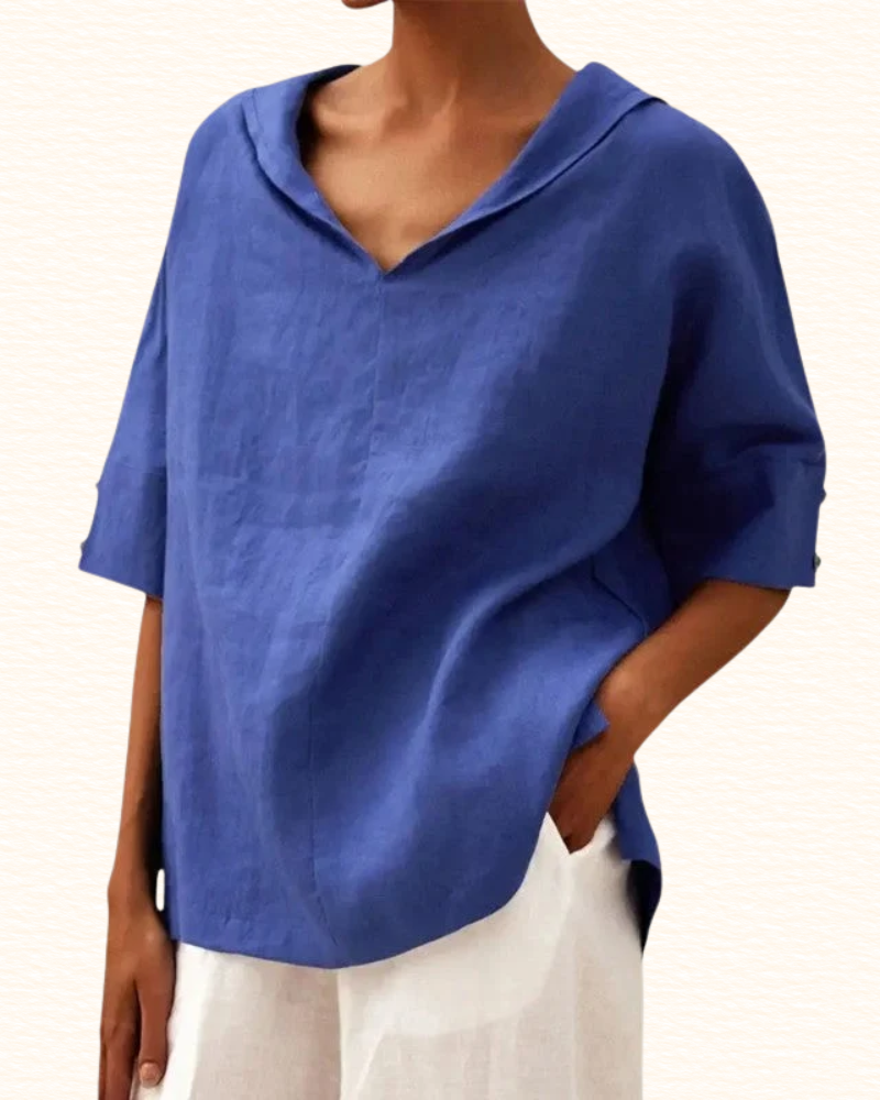 Blouse À Col V Pour Femme | Manches Mi-Longues