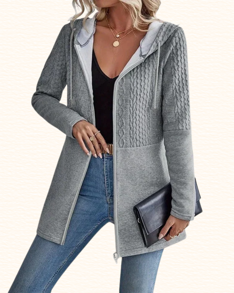 Veste Texturée Pour Femme | Capuche Et Coupe Longue