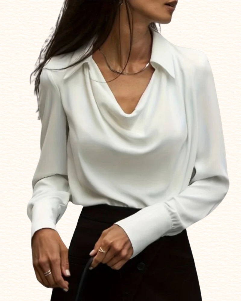 Blouse À Col Drapé Pour Femme | Manches Longues