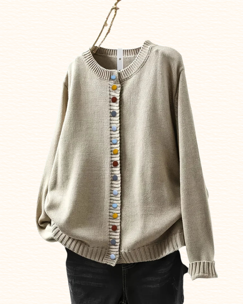 Cardigan À Col Rond Pour Femme | Boutons Décoratifs