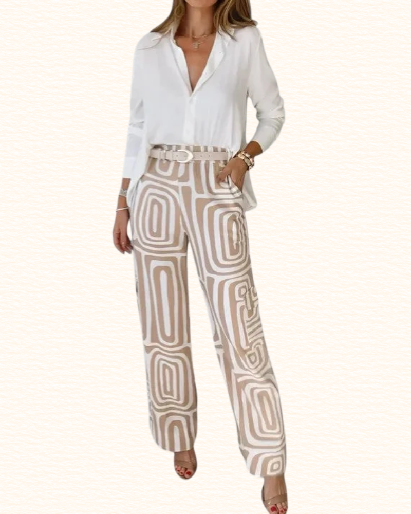 Ensemble Chemisier Et Pantalon Pour Femme | Motifs Géométriques