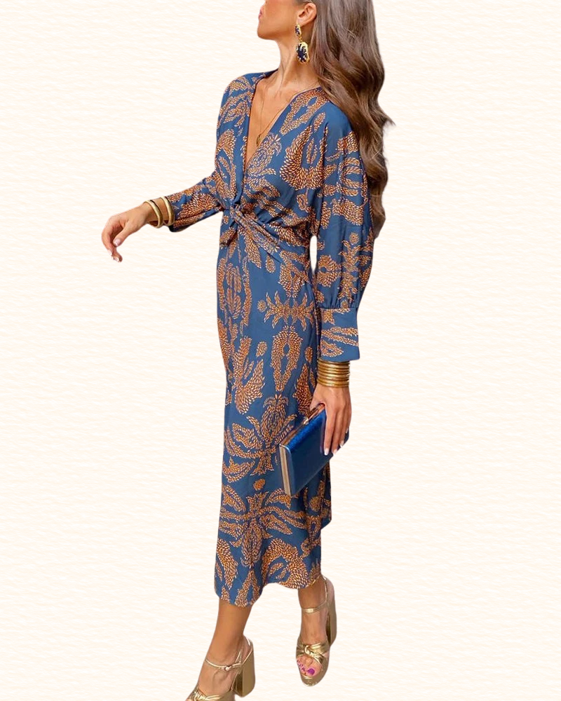 Robe Imprimée À Col V Pour Femme | Maxi