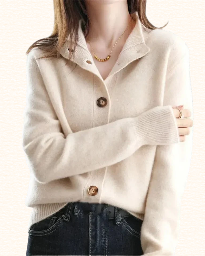Cardigan À Col Rabattu Pour Femme | Boutons Contrastants