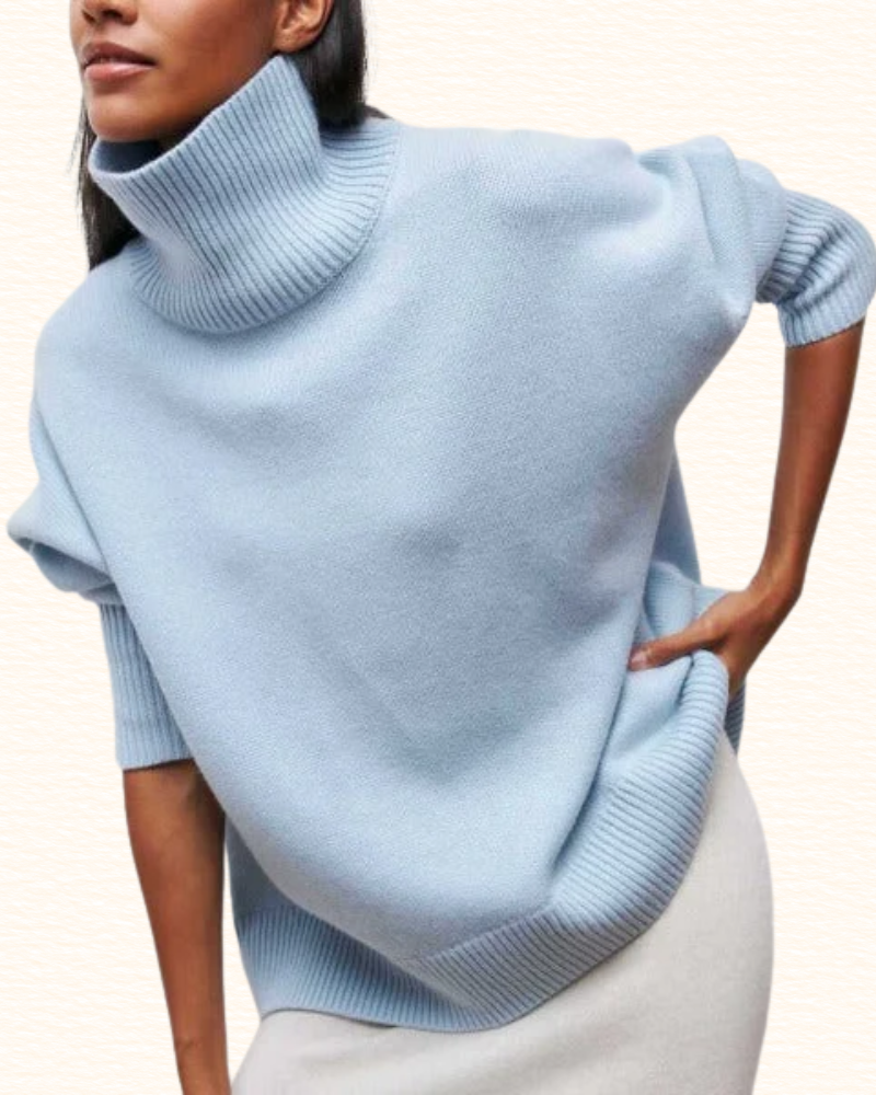 Pull Ample À Col Roulé Pour Femme | Épaules Tombantes