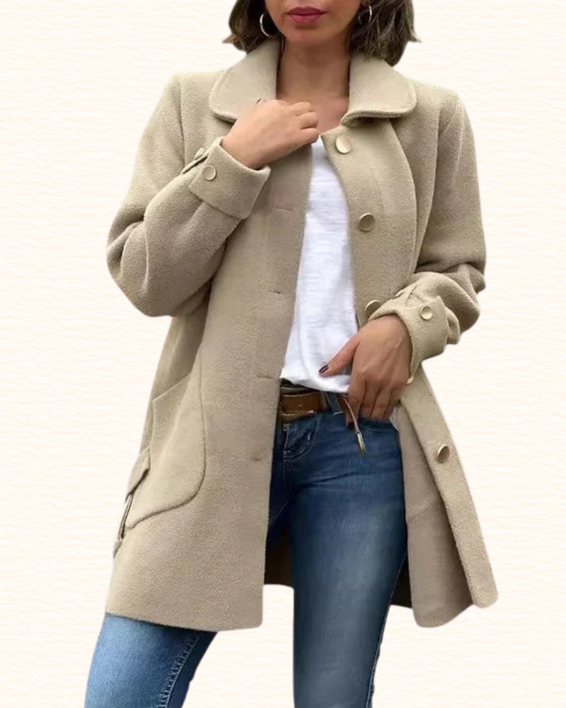 Manteau À Col Rabattu Pour Femme | Poches Plaquées