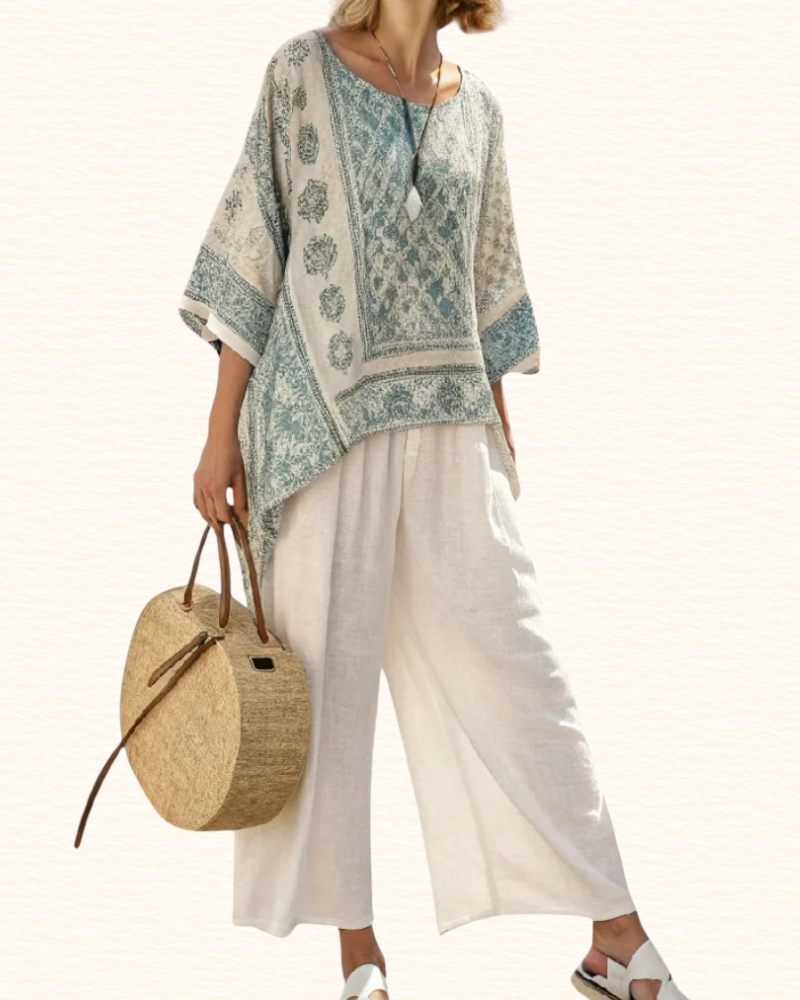 Blouse Imprimée Pour Femme | Col V Et Manches Amples