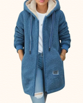Veste Longue À Capuche Pour Femme | Texture Bouclée