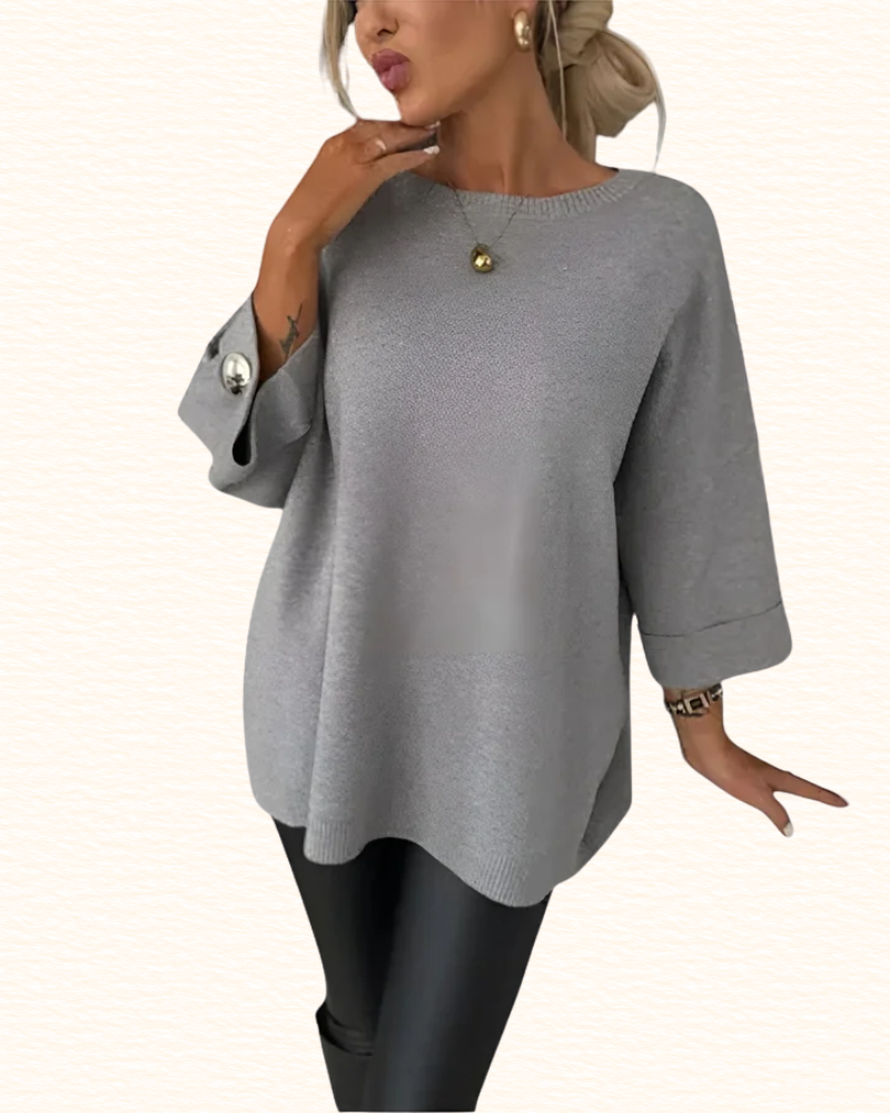 Pull Long Uni Pour Femme | Col Rond