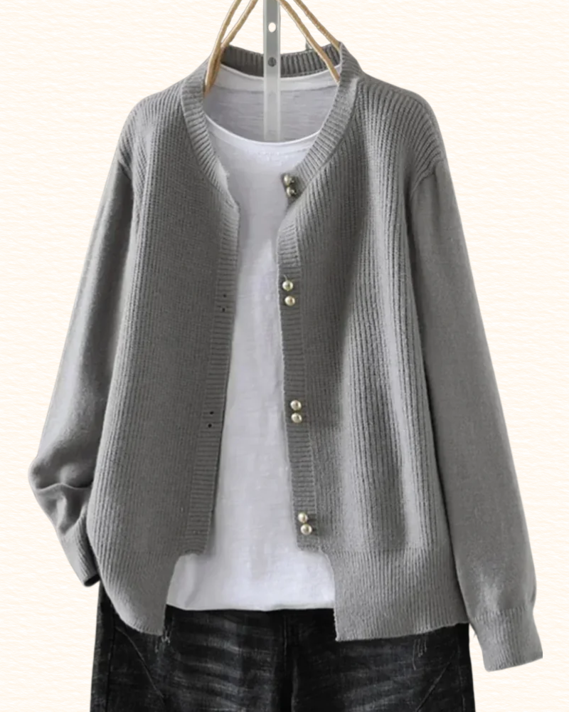 Cardigan À Boutons Effet Perle Pour Femme | Col Rond