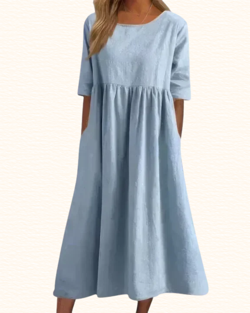Robe À Taille Empire Et Poches Pour Femme | Midi