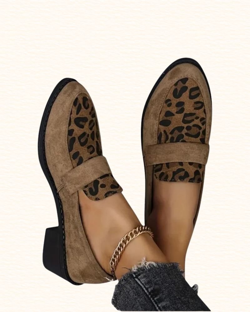 Mocassins Léopard Pour Femme | Talon Bas