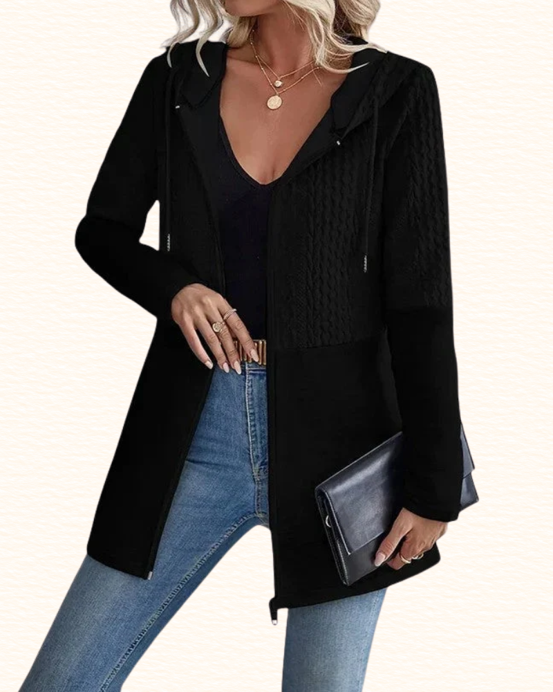 Veste Texturée Pour Femme | Capuche Et Coupe Longue