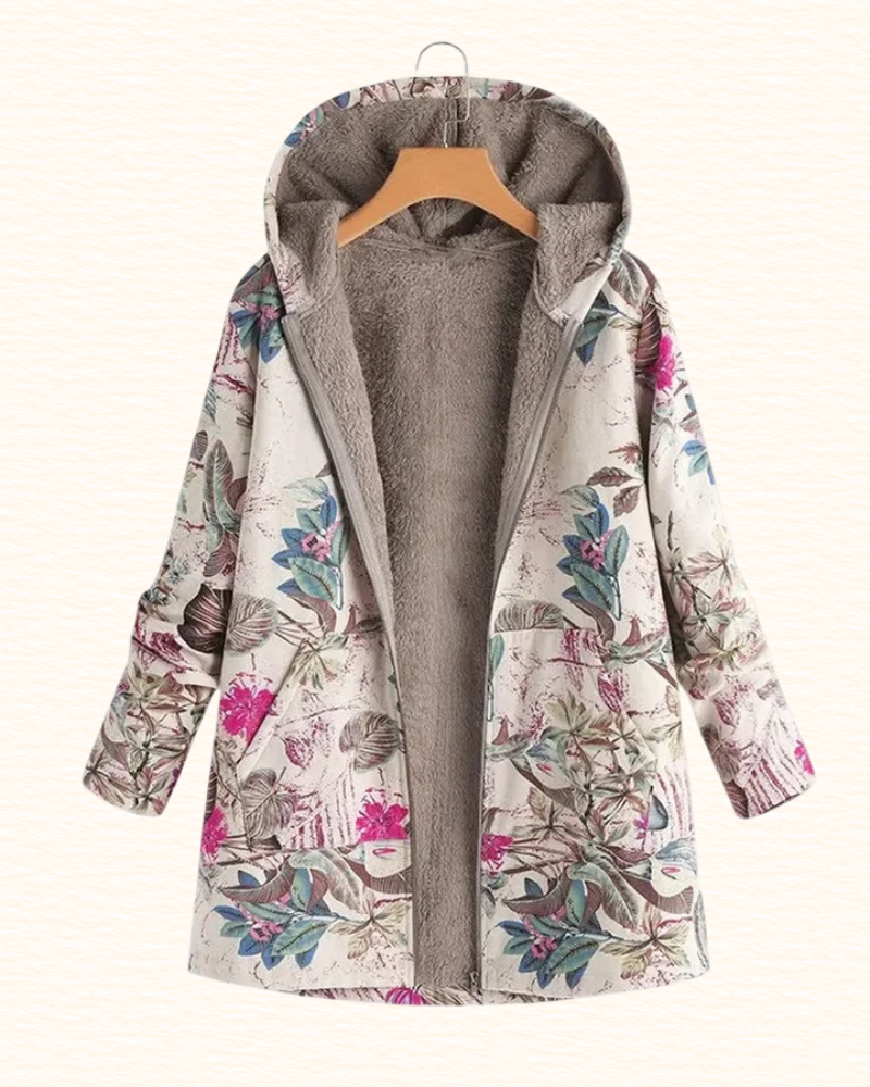Veste Fleurie À Capuche Pour Femme | Fermeture Zippée