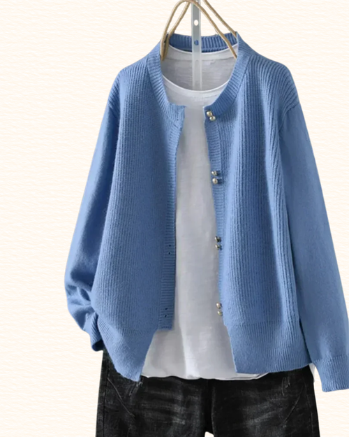 Cardigan À Boutons Effet Perle Pour Femme | Col Rond