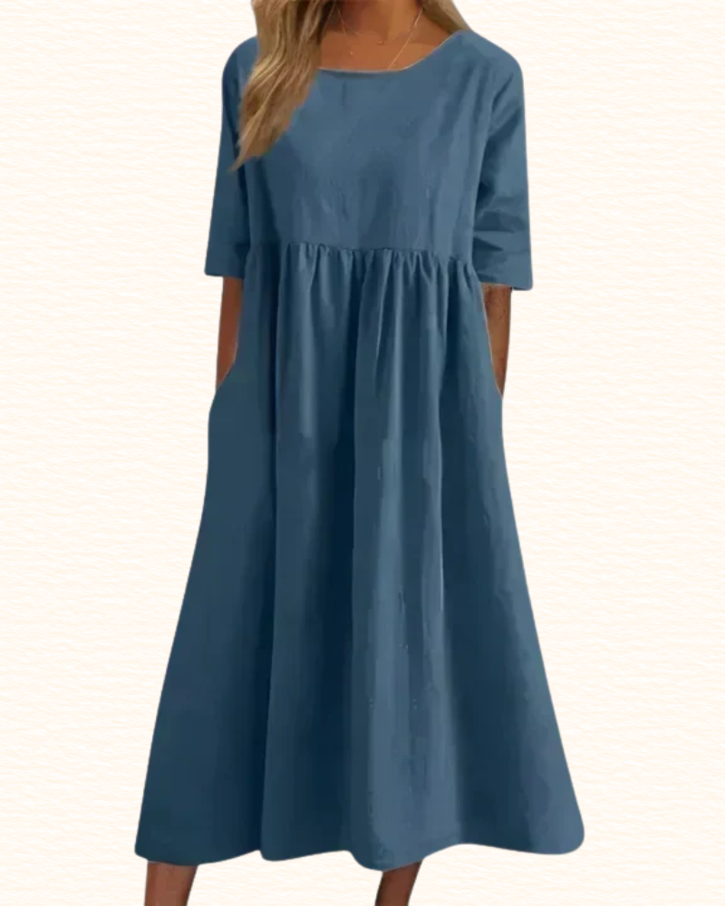 Robe À Taille Empire Et Poches Pour Femme | Midi