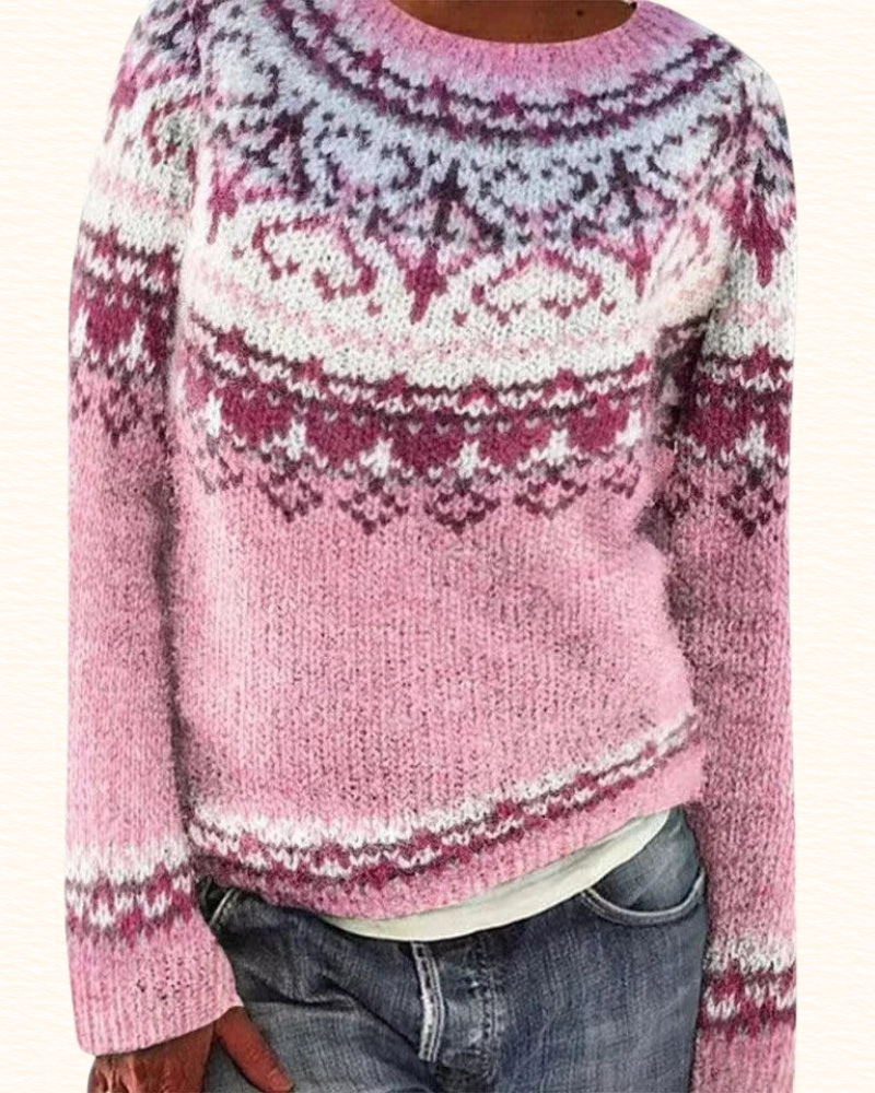Pull À Motifs Nordiques Pour Femme | Col Rond