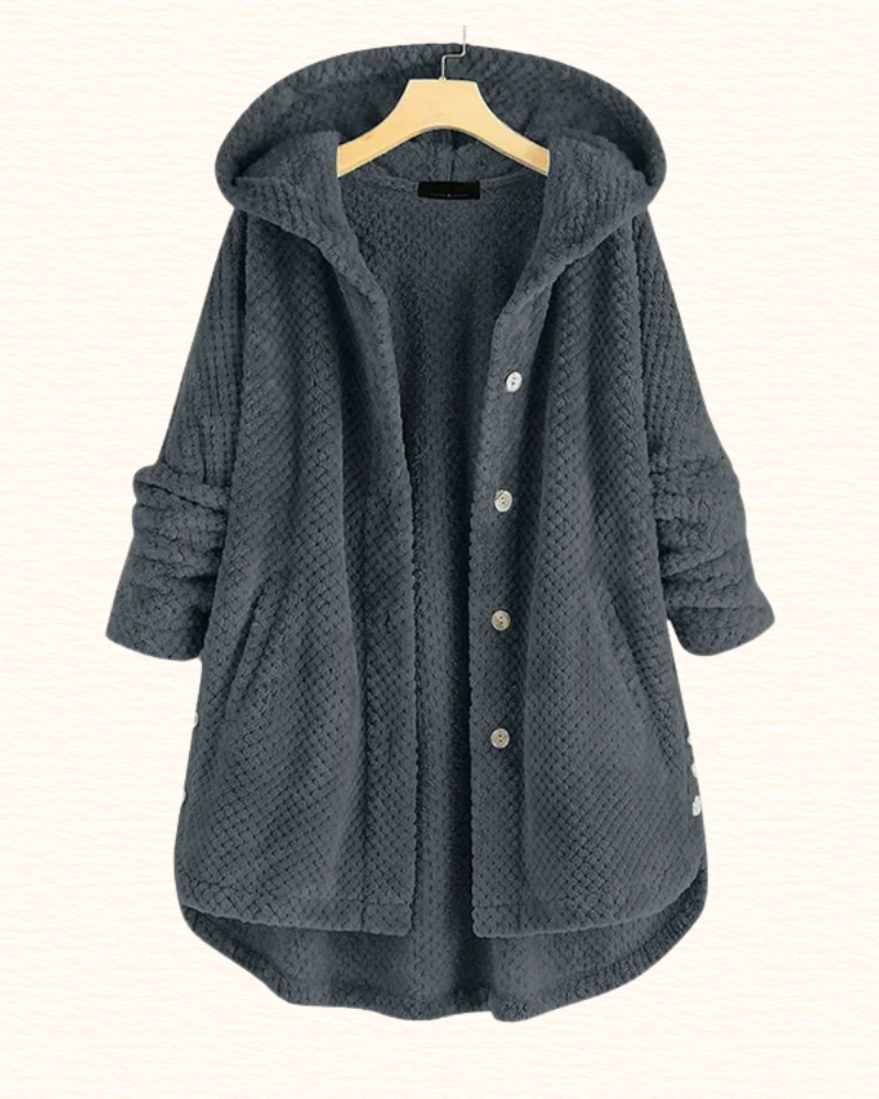 Veste Longue À Capuche Pour Femme | Boutons Décoratifs