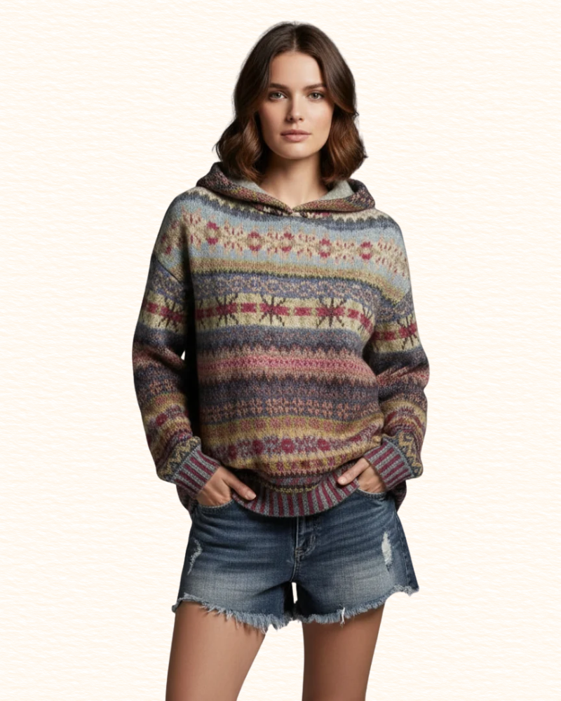 Sweat À Capuche Pour Femme | Motifs Géométriques Multicolores