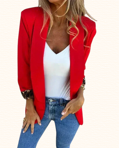 Blazer À Doublure Léopard Pour Femme | Poignets Contrastants