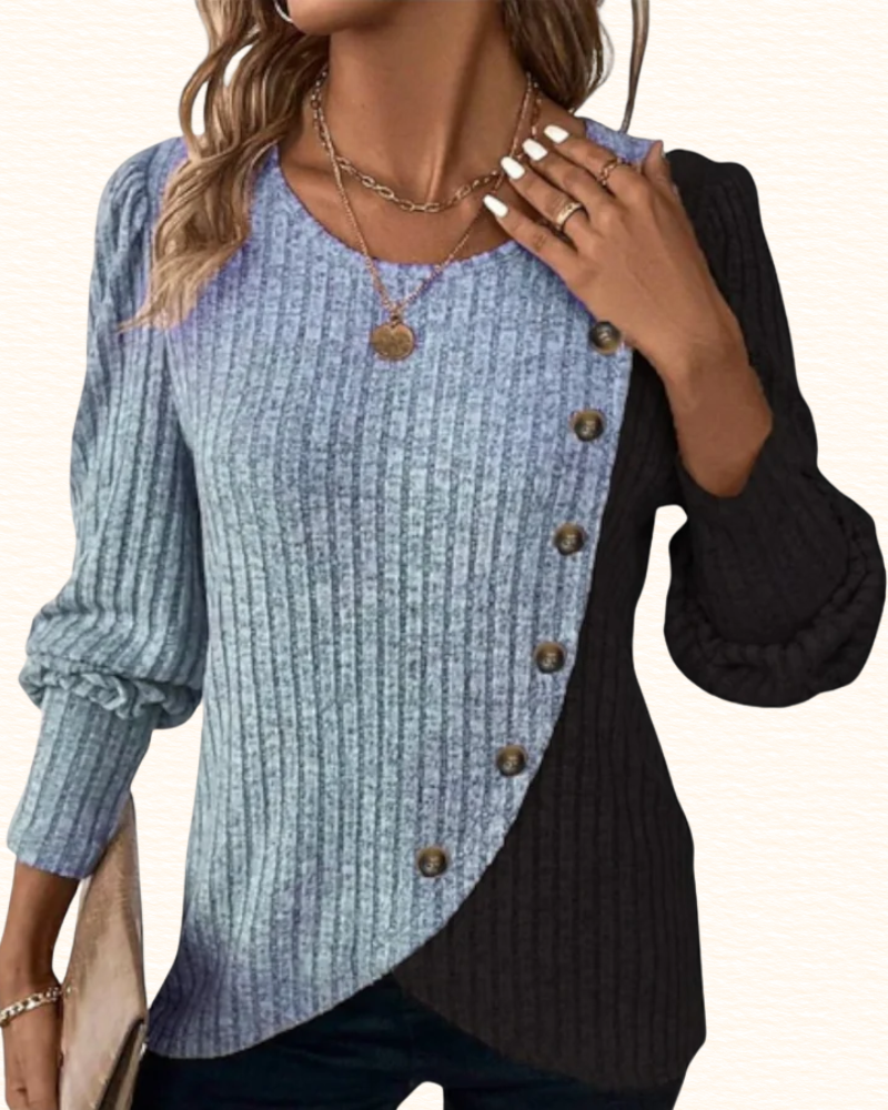 Pull Bicolore Pour Femme | Coupe Asymétrique