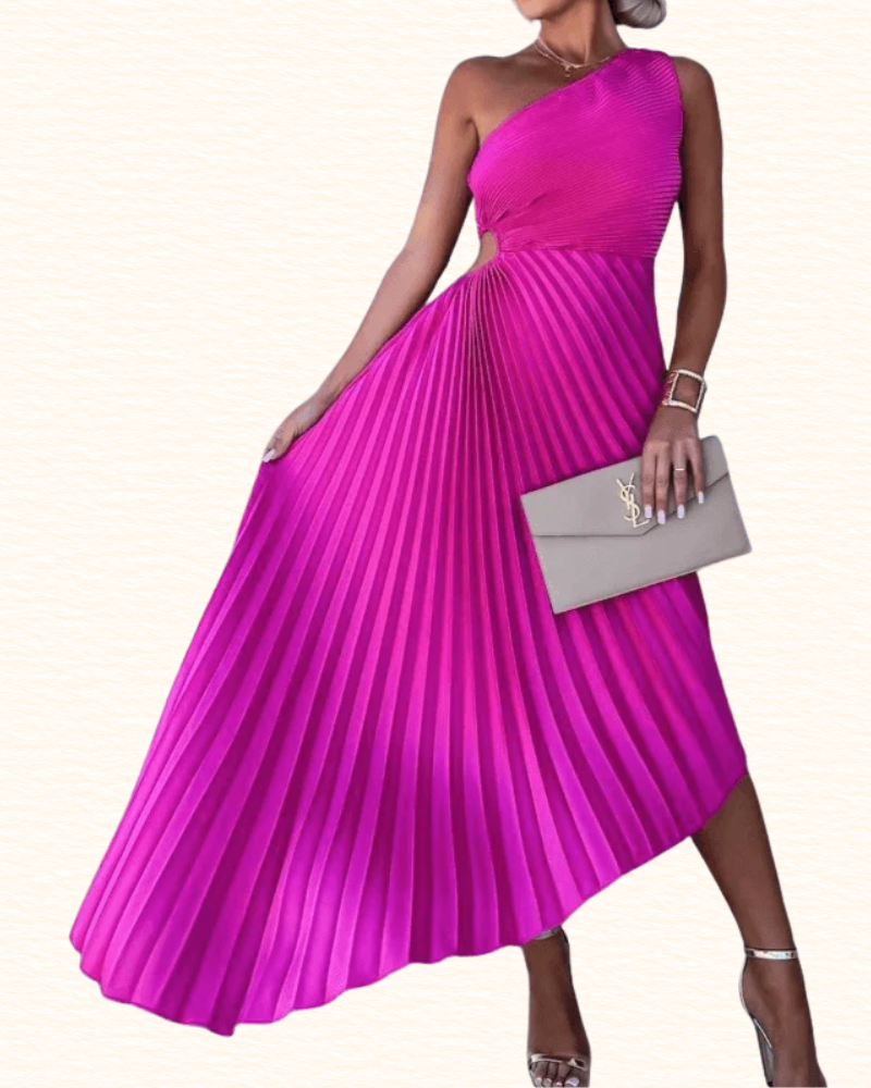 Robe Plissée À Une Épaule Pour Femme | Midi