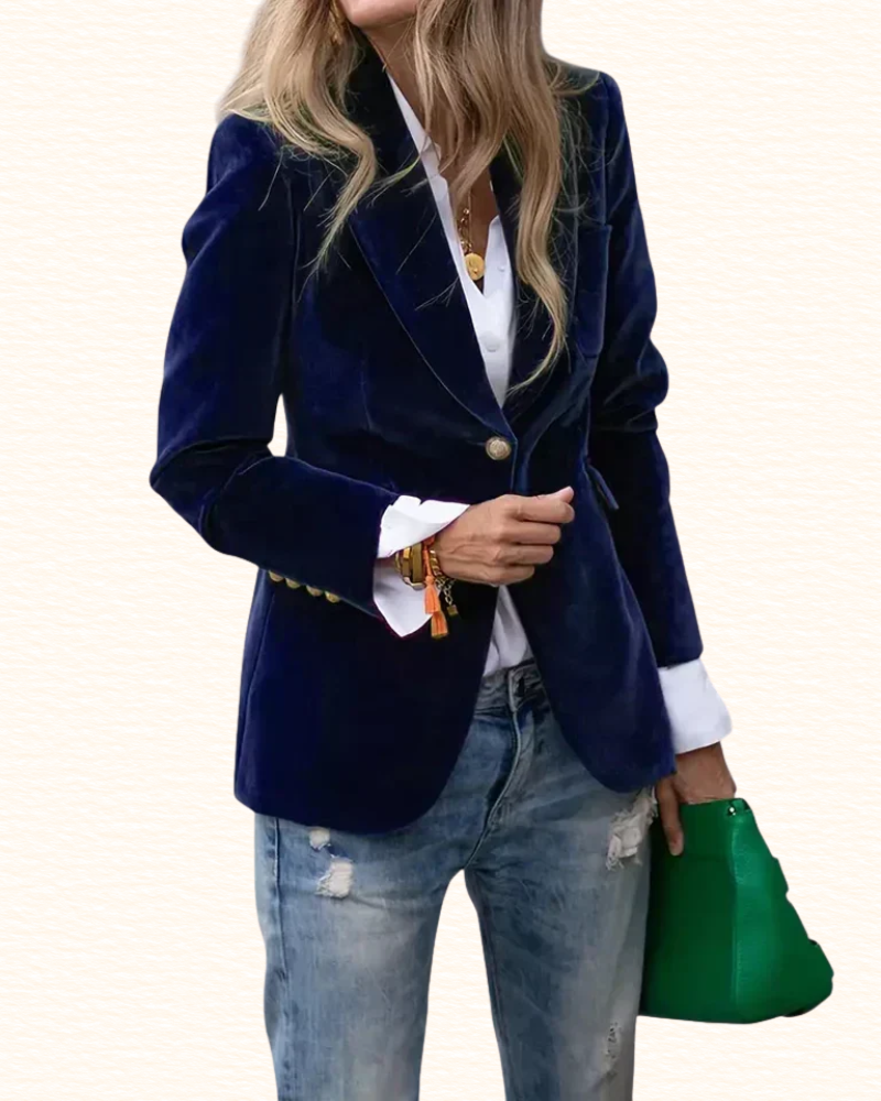 Blazer À Bouton Doré Pour Femme | Col À Revers