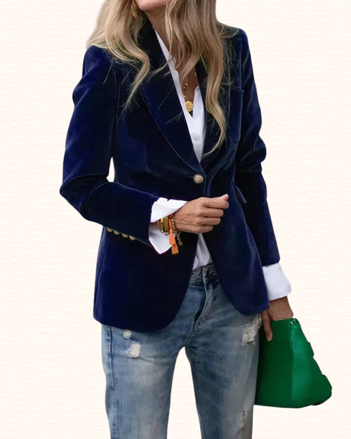 Blazer À Bouton Doré Pour Femme | Col À Revers
