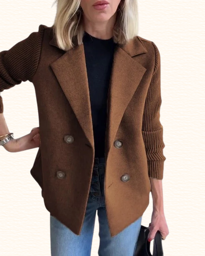 Blazer À Manches Contrastantes Pour Femme | Double Boutonnage