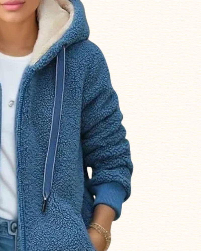 Veste Longue À Capuche Pour Femme | Texture Bouclée