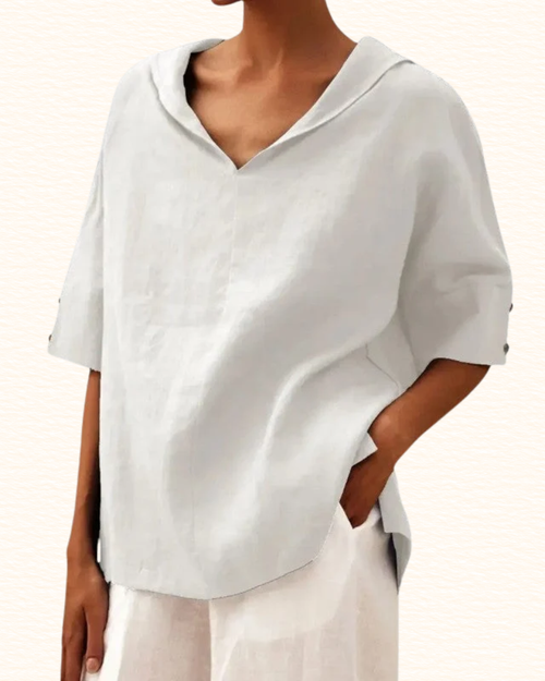Blouse Unie Pour Femme | Col V Et Coupe Ample