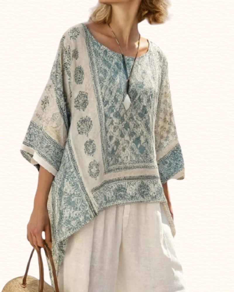 Blouse Imprimée Pour Femme | Col V Et Manches Amples
