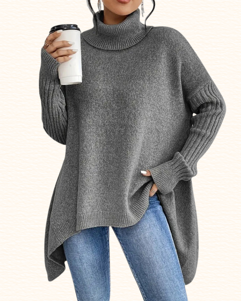 Pull Long À Col Roulé Pour Femme | Ourlet Asymétrique