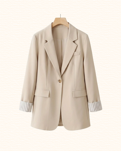 Blazer Uni Pour Femme | Revers De Manches Rayés