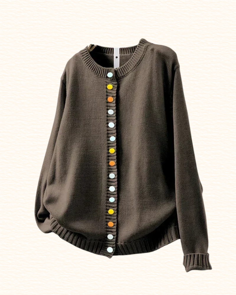 Cardigan À Col Rond Pour Femme | Boutons Décoratifs