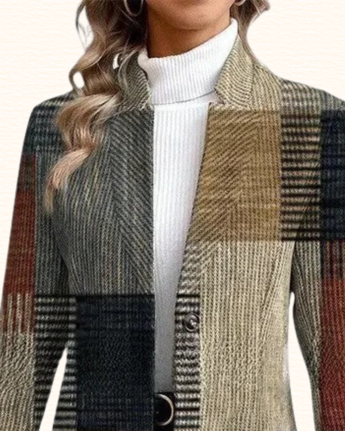 Blazer Long À Carreaux Pour Femme | Effet Patchwork