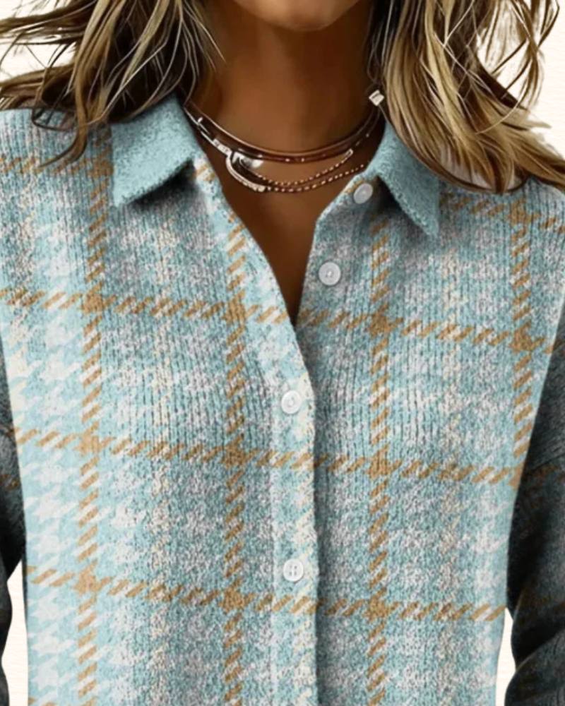 Chemisier À Carreaux Pastel Pour Femme | Col Classique