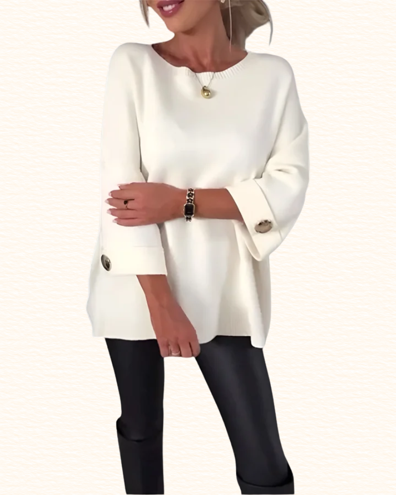 Pull Long Uni Pour Femme | Col Rond