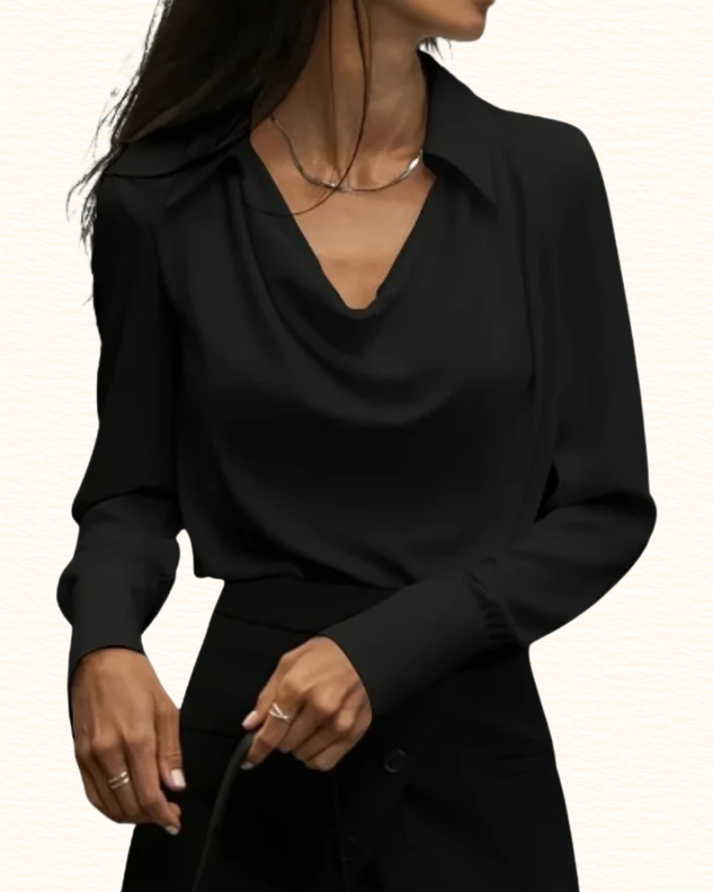 Blouse À Col Drapé Pour Femme | Manches Longues